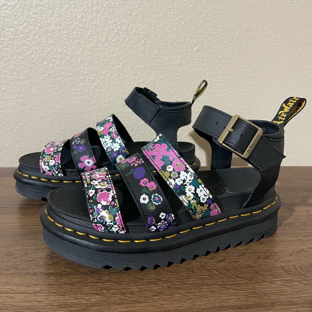 Dr. Martens  Floral Sandals - Black and Pink